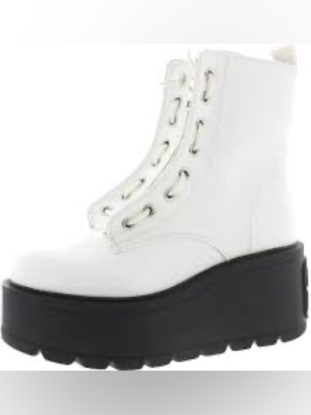 DKNY White Zip-Front Women's platform Combat Boots
